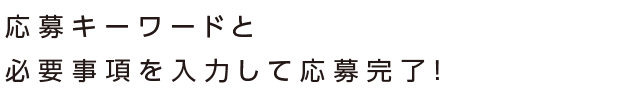 応募キーワードと必要事項を入力して応募完了!